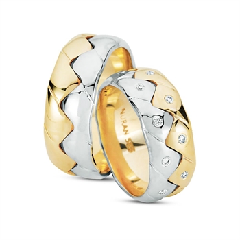 Ringe aus 14 Karat Gold und Weißgold - 20x0,01 Karat Diamanten